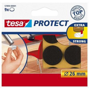 Tesa Meubelviltjes - 27x - rond - bruin - 2,6 cm - antikrasvilt - Vloerbescherming - Beschermvilt - Meubelvilt - Viltglijders - Anti-kras vilt