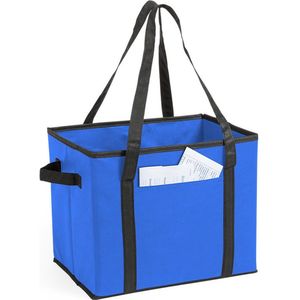 Auto kofferbak/kasten organizer tas blauw vouwbaar 34 x 28 x 25 cm - Vouwbaar - Auto opberg accessoires