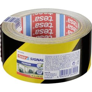 2x Tesa afzettape/markeertape geel/zwart 6 cm x 66 mtr - Afzettape/markeertape - Gevarenzone tape - Parkeerplaats/garage hoeken/muren aanduiden met tape