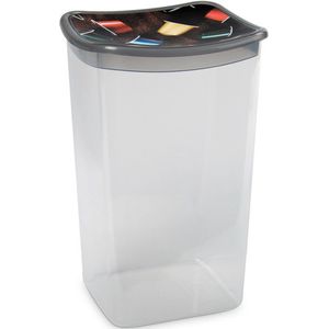 Koffiecups plastic bewaarbakje transparant/grijs - 1,9 liter - 13 x 11 x 19 cm - Bewaarbakjes/voorraadbakjes