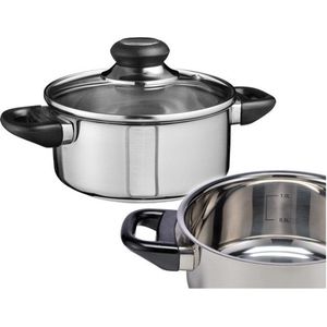 RVS kookpan / pan met glazen deksel 16 cm - kookpannen / aardappelpan - Koken - Keukengerei