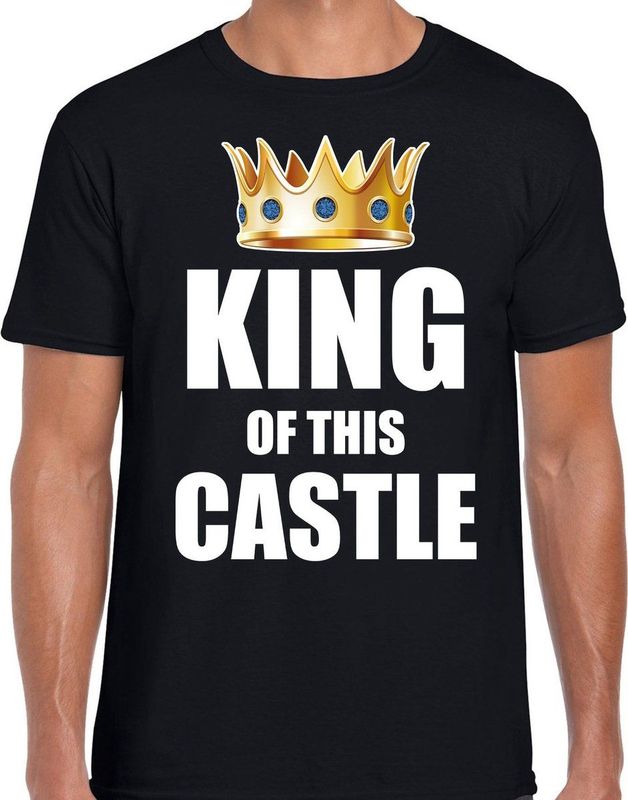 Koningsdag t-shirt King of this castle party zwart voor heren
