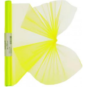 2x Neon gele organza stof op rol 40 x 200 cm - Hobby/knutselmateriaal - Hobbystof/knutselstof - Cadeau versieren - Decoratie stoffen - Organza/gaas stoffen