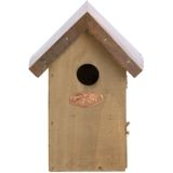Houten vogelhuisje/nestkastje winterkoning koperen dak - Tuindecoratie vogelnest nestkast vogelhuisjes - tuindieren