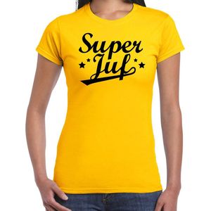 Super juf cadeau t-shirt geel voor dames - Einde schooljaar juffendag cadeau