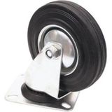 Set van 2x zwenkwielen/transportwielen rubber zwart - 75mm - Tot 50 kg draagkracht - zwenkwielen - Transportwieltjes - Transportwielen