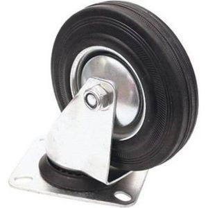 Set van 4x zwenkwielen/transportwielen rubber zwart - 75mm - Tot 50 kg draagkracht - zwenkwielen - Transportwieltjes - Transportwielen