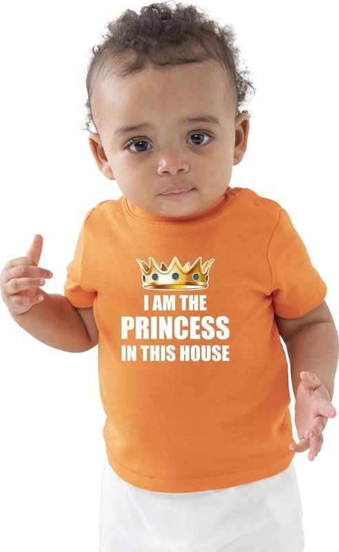 Bellatio Decorations - I am the Princess in This House - T-shirt - Oranje - Katoen