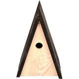 Houten vogelhuisje/nestkast wigwam - Vurenhouten spiegel vogelhuisjes tuindecoraties - Vogelnestje - tuindieren-  tuinvogeltjes
