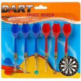 6x Dartpijlen rood en blauw 11,5 cm sportief speelgoed