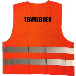 Teamleider vest / hesje oranje met reflecterende strepen voor volwassenen - veiligheidsvest werkkleding - veiligheidshesjes / veiligheidsvesten