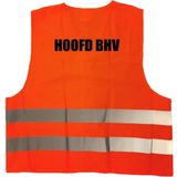 Hoofd BHV vest / hesje oranje met reflecterende strepen voor volwassenen - bedrijfshulpverlening - veiligheidshesjes / veiligheidsvesten