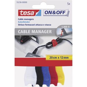 15x Tesa gekleurde klittenband voor kabels 20 cm - Klusbenodigdheden - Huishouden - Tesa - Cabel Manager - Kabels bundelen - Kabelklittenbanden - Kabelbinders 15 stuks