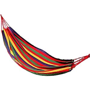 Gestreepte hangmat geel/rood 200 x 100 cm - Met opbergtas - Hangmatten voor in de tuin, terras of camping
