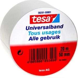 2x Tesa Universalband isolatietape wit 20 mtr x 5 cm - Klusbenodigdheden - Isolatie tape - Universele tape - Elektriciteitskabels/draden bundelen