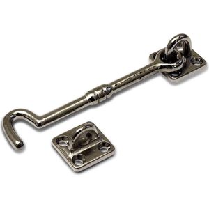 Kajuithaak vernikkeld messing - 15 cm - windhaken - deurvastzetters / raamvastzetters
