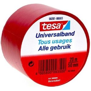 3x Tesa Universalband isolatietape rood 20 mtr x 5 cm - Klusbenodigdheden - Isolatie tape - Universele tape - Elektriciteitskabels/draden bundelen