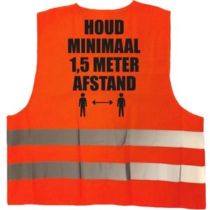 4x stuks oranje veiligheidshesje 1,5 meter afstand pictogram werkkleding voor volwassenen - Veiligheidshesje