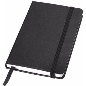 Notitieboekje/opschrijfboekje - Set van 5x stuks - gelinieerd - 80 pagina - zwart - A6 formaat - mini schrift met harde kaft