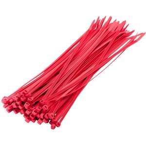 100x stuks kabelbinder / kabelbinders nylon rood 10 x 0,25 cm - bundelbanden - tiewraps / tie ribs / tie rips