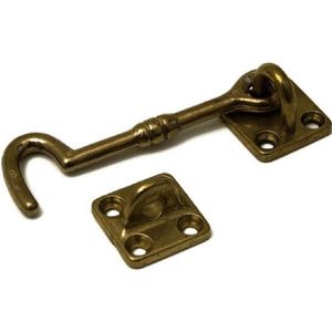 3x kajuithaak - messing - gepolijst - 7.5 cm - windhaak - deur- en raamvastzetter