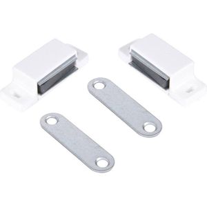 Magneetsnapper - 2 stuks - met metalen sluitplaat - gebroken wit - Deurstoppers