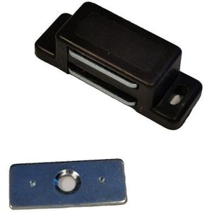 2x stuks magneetsnapper / magneetsnappers met metalen sluitplaat - bruin - deurstoppers / deurvastzetters / magneetbevestiging