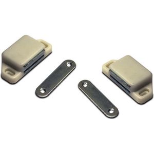 4x stuks magneetsnapper / magneetsnappers met metalen sluitplaat 6 x 5,4 x 2,6 cm - wit - deurstoppers / deurvastzetters / magneetbevestiging