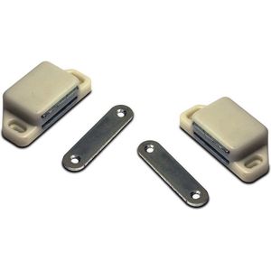 6x stuks magneetsnapper / magneetsnappers met metalen sluitplaat 6 x 5,4 x 2,6 cm - wit - deurstoppers / deurvastzetters / magneetbevestiging