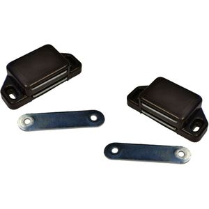 2x stuks magneetsnapper / magneetsnappers bruin met metalen sluitplaat 6 x 5,4 x 2,6 cm