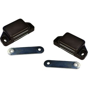 8x stuks magneetsnapper / magneetsnappers met metalen sluitplaat 6 x 5,4 x 2,6 cm - bruin - deurstoppers / deurvastzetters / magneetbevestiging