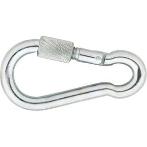 4x stuks karabijnhaak / karabijnhaken met schroefsluiting verzinkt staal 8 cm - snaphooks/ carabiners