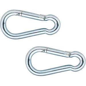 12x stuks karabijnhaak / karabijnhaken verzinkt staal 8 cm - snaphooks/ carabiners