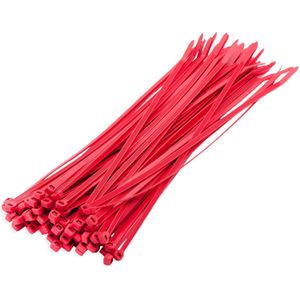 300x stuks kabelbinder / kabelbinders nylon rood 10 x 0,25 cm - bundelbanden - tiewraps / tie ribs / tie rips