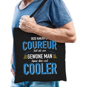 Deze kanjer is coureur net als een gewone man maar dan veel cooler tas zwart voor heren - kado tas / beroepen / tasje / shopper