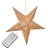 Houten kerststerren hangdecoratie met verlichting 40 cm - Hangdecoraties - Kerstversiering