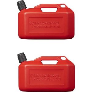 2x Rode jerrycans/watertanks/benzinetanks 10 liter - Voor water en benzine - Jerrycans/watertanks voor onderweg of op de camping