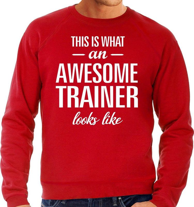 Awesome trainer - geweldige trainer cadeau sweater rood heren - Vaderdag / verjaardagkado trui