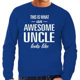 Awesome uncle - geweldige oom cadeau trui blauw heren - Verjaardag kado trui