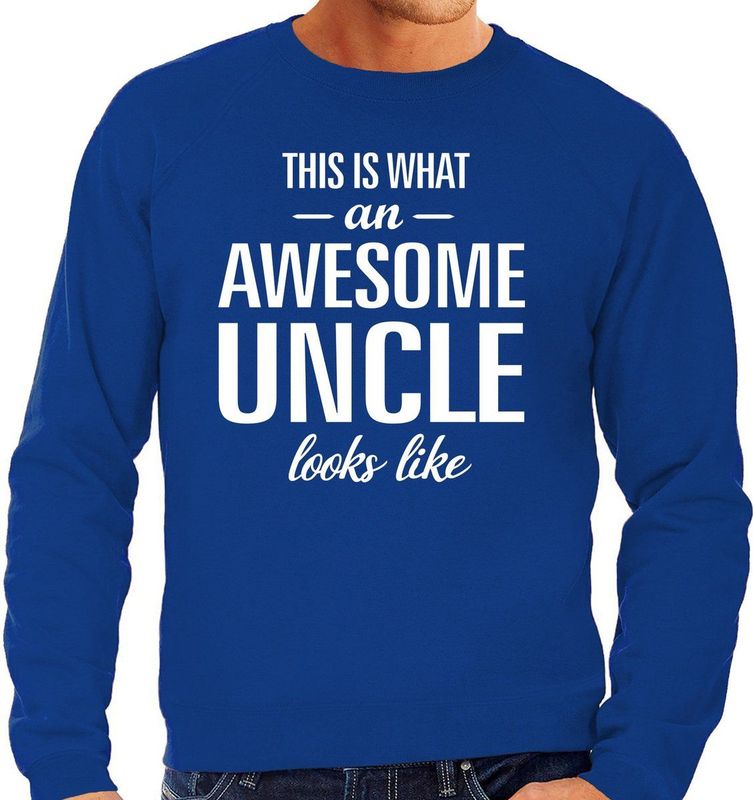 Awesome uncle - geweldige oom cadeau trui blauw heren - Verjaardag kado trui