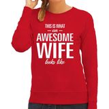 Awesome wife - geweldige vrouw / echtgenote cadeau sweater rood dames - verjaardag cadeau