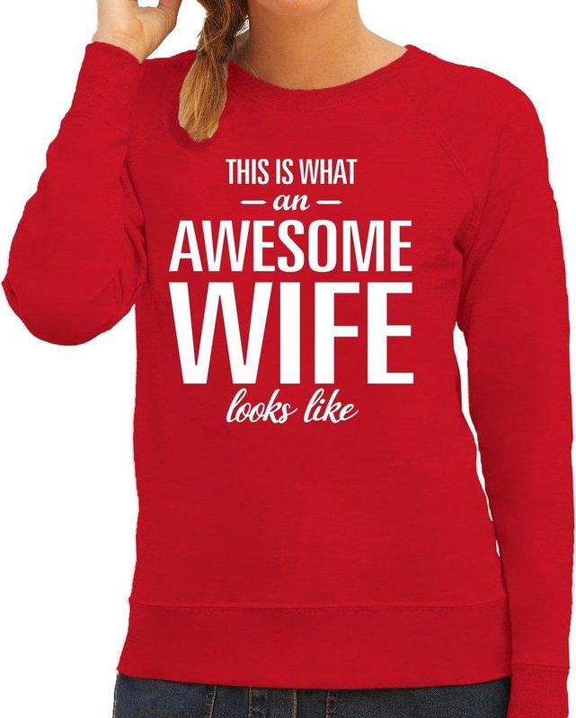 Awesome wife - geweldige vrouw / echtgenote cadeau sweater rood dames - verjaardag cadeau