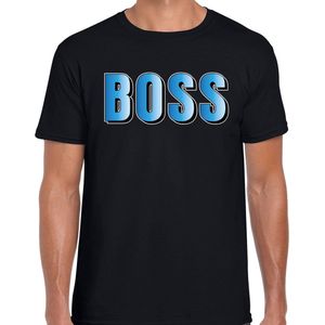 Boss t-shirt zwart met blauwe letters voor heren - fun tekst shirts grappige t-shirts