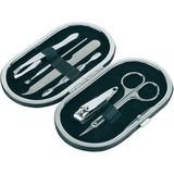 Manicure set 6-delig in zwarte ovalen etui met metalen rits