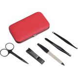 Manicure set 5-delig in rode rechthoekige etui met drukknopsluiting