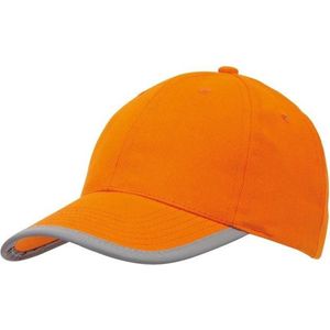 Oranje baseballcap 5-panel voor volwassenen met reflecterende rand