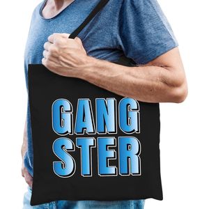 Gangster fun tekst cadeau tas zwart heren - Feest Boodschappentassen