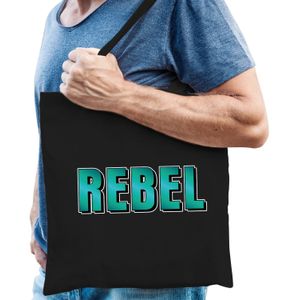 Rebel fun tekst cadeau tas zwart heren
