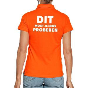 Dit moet je eens proberen beurs evenementen polo shirt oranje dames - verkoop horeca