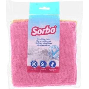 5x Sorbo microvezel huishoud/schoonmaakdoek gekleurd 35 x 35 cm